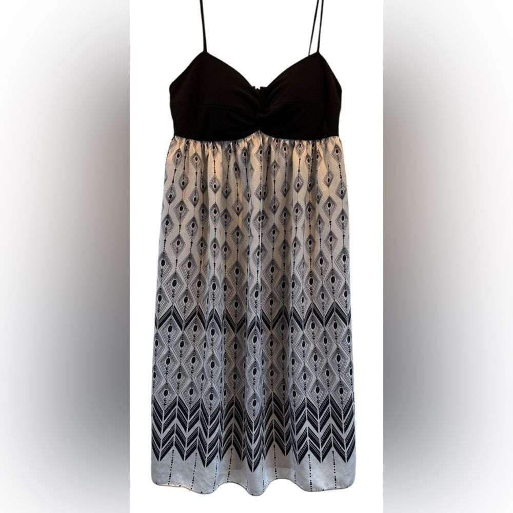 Maggy London Cream and Black Midi Dress